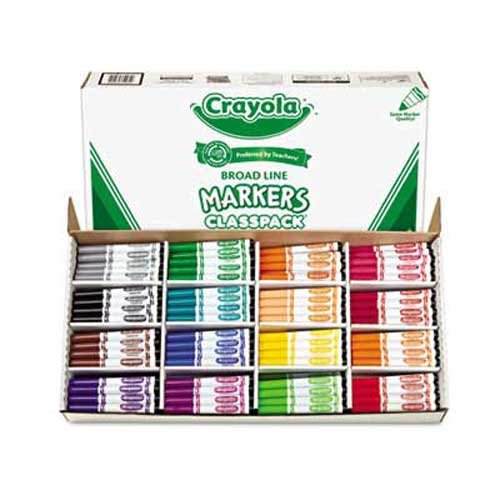 Crayola Niezmywalne markery Classpack, szeroki punkt, 16 róznych kolorów, 256/pudelko
