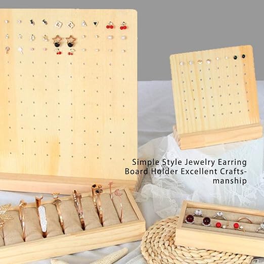 Image of 90 Holes Wooden Earring Stand Jewellery Display Stand