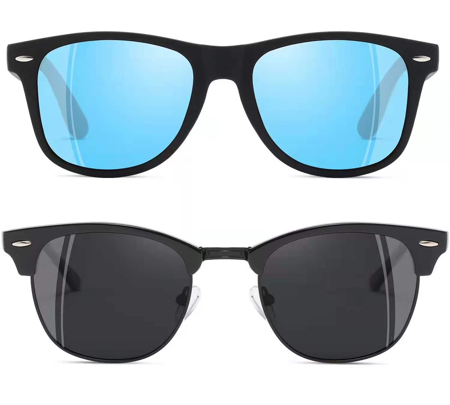 DEMIKOS Sunglasses Men Polarized Sunglasses for Mens Womens Retro Mirror Lens for Driving Fishing UV400 Protection (3 PACK)