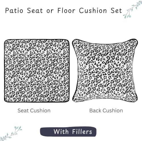 Image of Multipurpose 60x60x8 CM Woven Fashionable High Densitiy Foam Cushion Set for Floor, Patio, Chair and Balcony Garden Seating - White & Black Animal Set, Big Size Set - 24x24x3 Inch