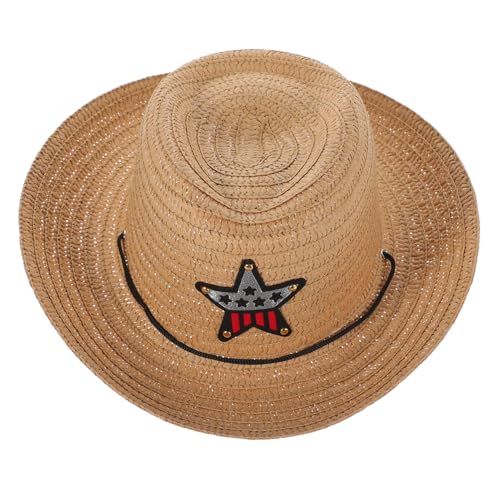 Outdoor Straw Hat for Boys and Girls Fashionable Sun Hat Beach Themed Birthday Headwear Khaki