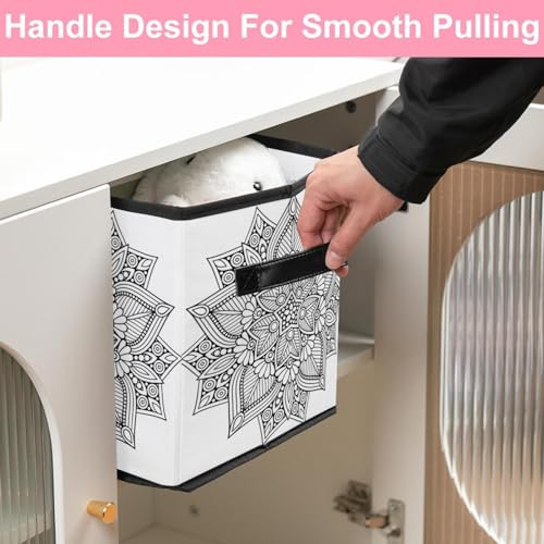 Boîte de rangement pliable cubique en tissu robuste avec poignées intégrées