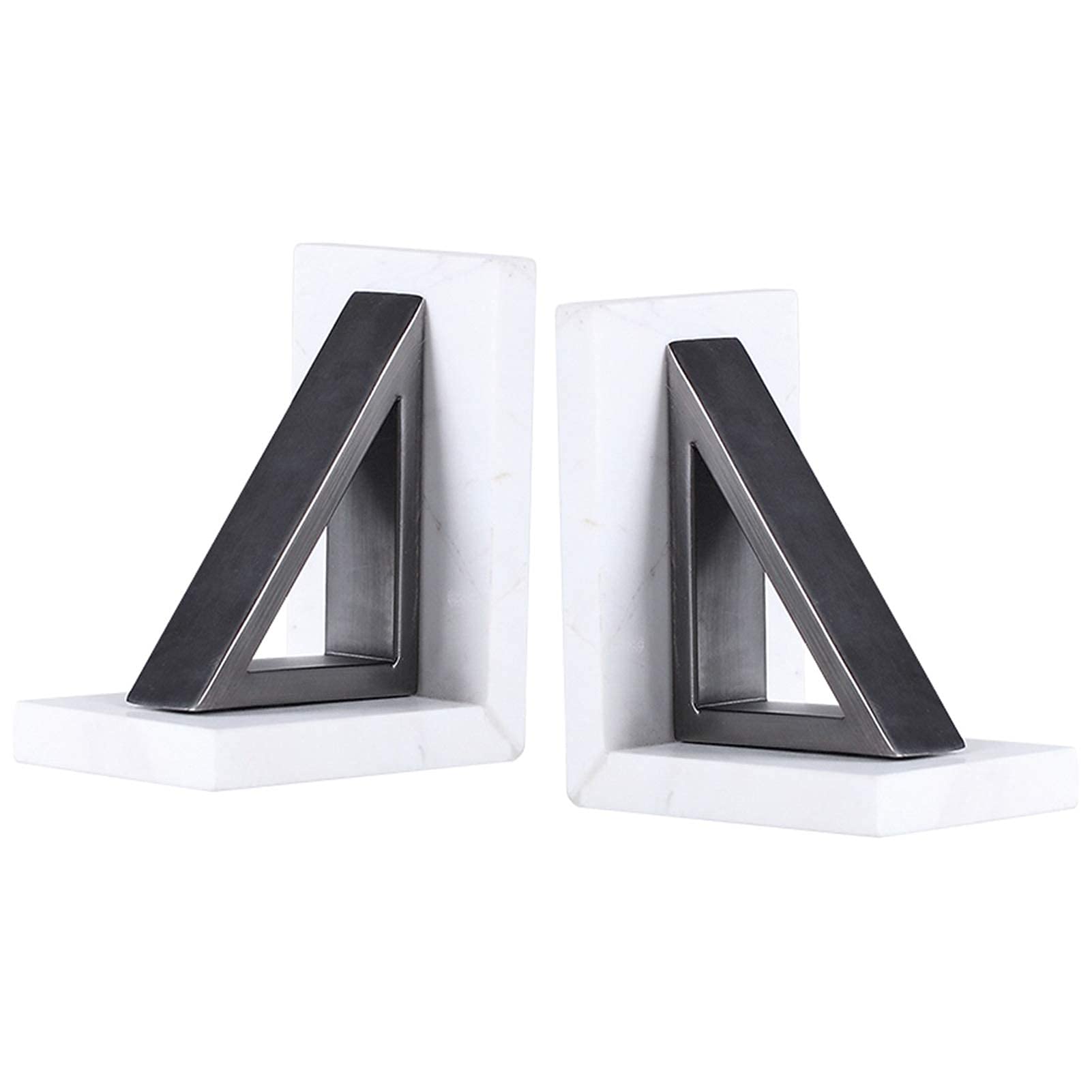 Fermalibri in marmo nero bianco e nero, in metallo, design geometrico, fermalibri, 1 paio di fermalibri antiscivolo per libreria, organizer per libri (C)