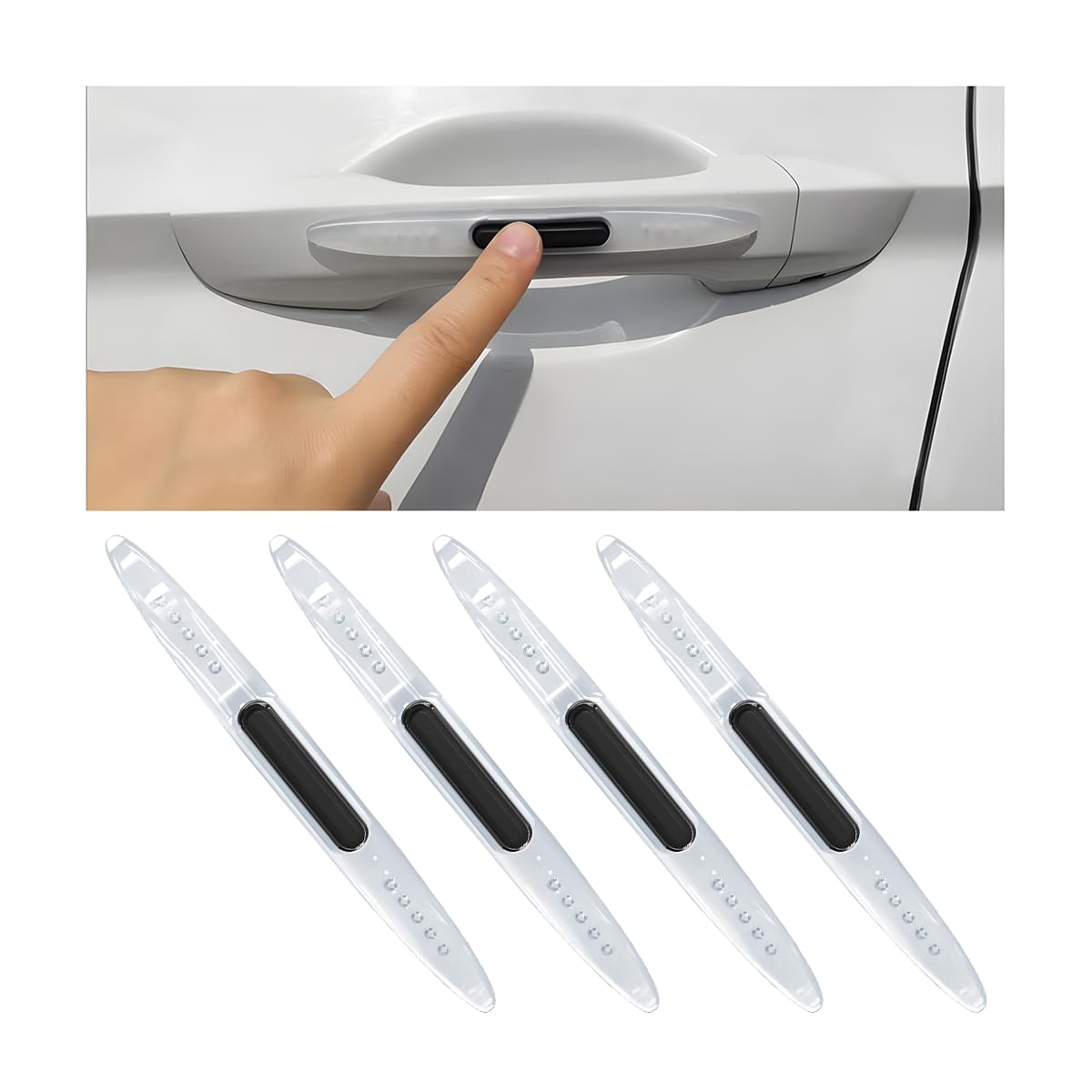 4 Pieces Car Door Edge Protective Strips, Bumper Guard Anti-Collision Protector, Auto Anti-Scratch Side Door Edge Protector, Accessories for Most Cars, Trucks, SUVs, Pickups(Transparent)