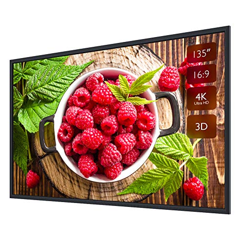 Projector Screen with Frame, 135" 4K HD Outdoor/Indoor Portable Projector Screen 16:9 Foldable
