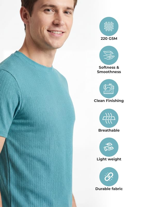 Image of Poly Cotton Frill Round Neck T-Shirt for Men | |