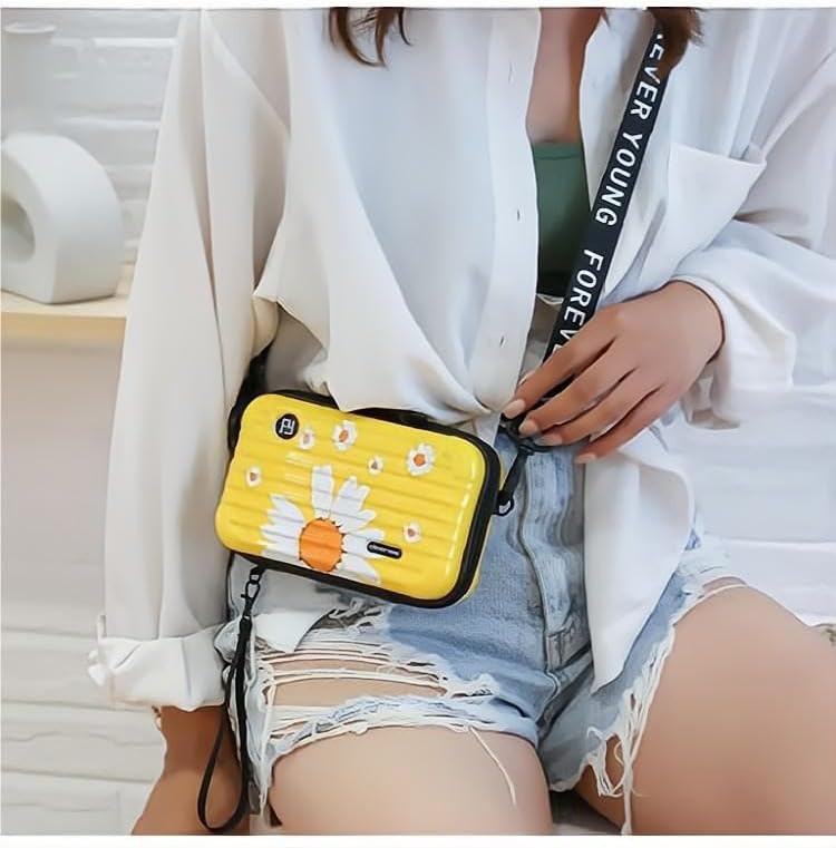 Miniatura 5 de Trendy Tandi Alta belleza flores cosméticos bolsas mini maleta viaje neceser bolsa hombro Crossbody bolsas teléfono móvil bolsa, Macetas blancas en