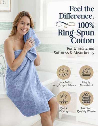 Image of LANE LINEN Towel Set for Bathroom Soft Absorbent Quick Dry - Allure