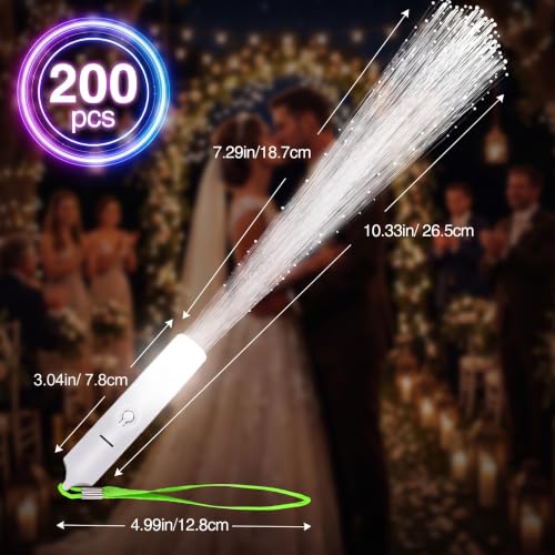 Image of 200‑Pack LED White Fiber Optic Glow Wands with 3 Flashing Light Modes