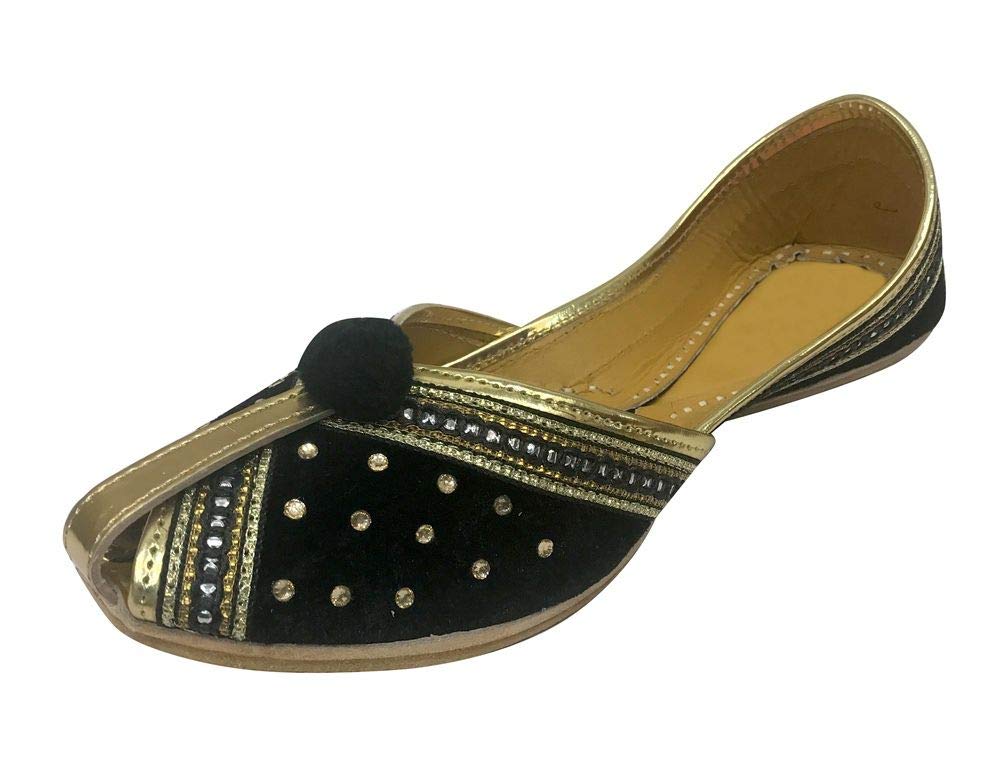 Mojari Peep Toe Khussa Step N StyleWomen Velvet Leather