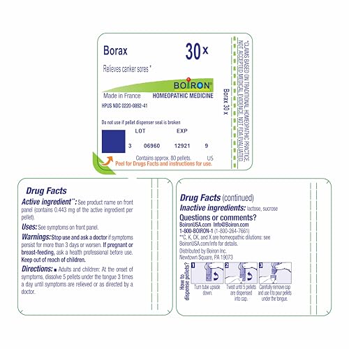 Boiron Borax 30X Homeopathic Medicine for Canker Sores - 80 Pellets - image 9