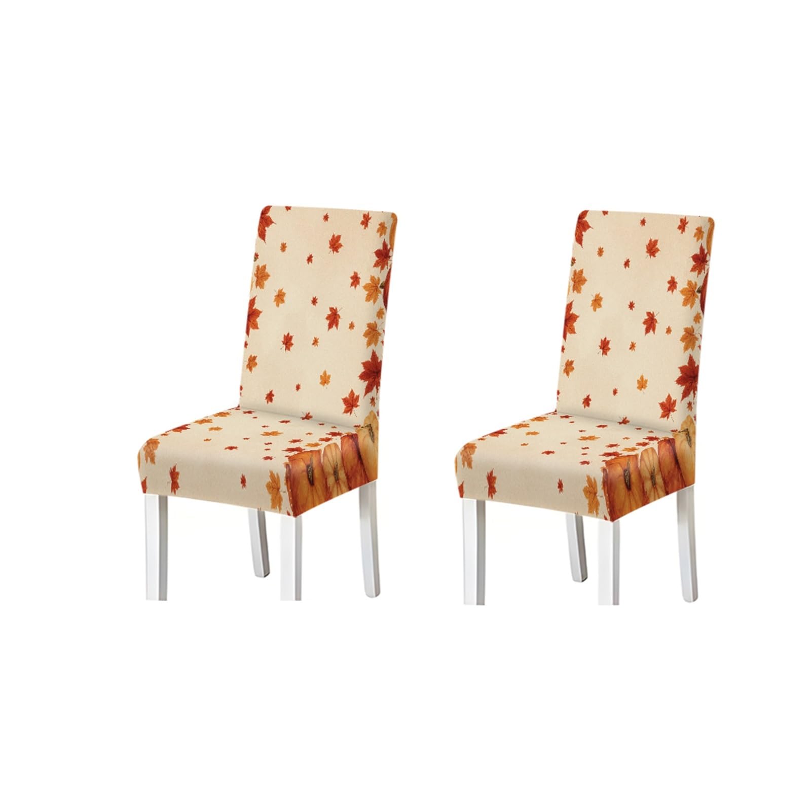 BOSUYBN Autumn Maple Leaves Print Stretch Dining Chair Covers, Set Of 2/4/6 Furniture Protectors for Home Dining Room(2PCS Chair cover)