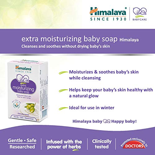 Image of Himalaya Extra Moisturizing Baby Soap (75G, Buy 3 Get 1 Free)&Extra Moisturizing Baby Wash, 400 Ml