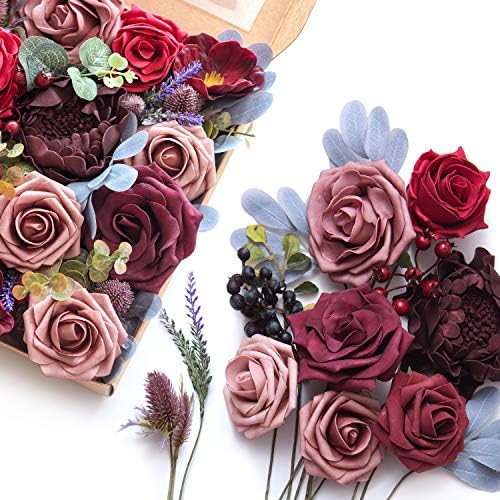 Ling's Moment Artificial Flowers Combo Bold Burgundy