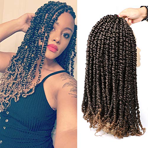 Mtmei 3Packs Pre-twisted Passion Twist Crochet Hair 18inch 11roots/Pack Pre-twisted Passion Twist Hair Crochet Braids Bohemian Crochet Twist Hair Synthetic Braiding Hair Extensions (T1B/27)