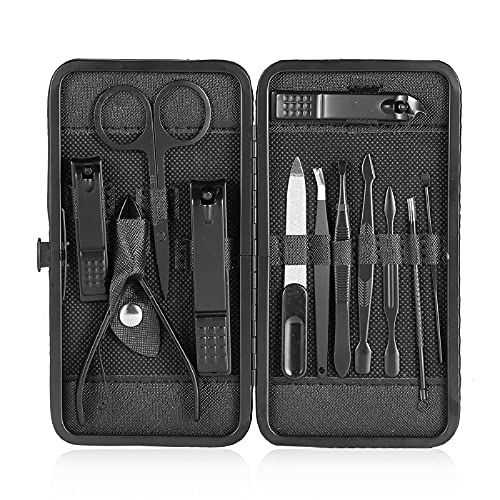 Decdeal 12-Piece Matte Steel Manicure Implement Set Portable Pedicure Tool Kit Fingernail Toenail Scissors Hand Foot Nail Clippers Nail Care Kit with Cuticle Tool PU Travel Case