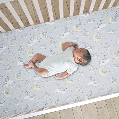 Image of Lambs & Ivy Disney Baby Cozy Friends Winnie The Pooh Gray Fitted Crib Sheet