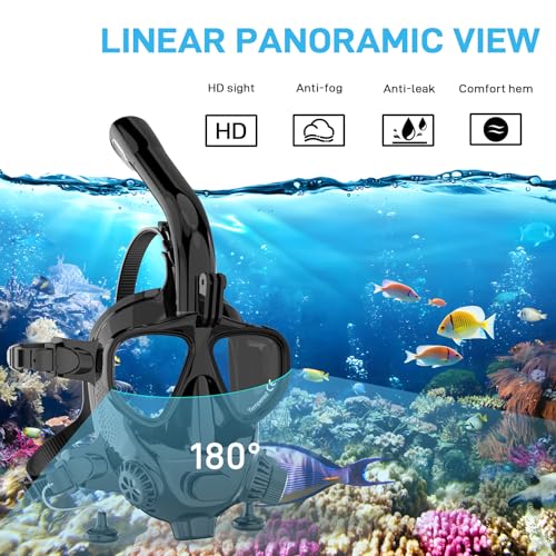 Máscara de buceo y snorkel Full Face SMACO con soporte para cámara y vista panorámica de 180° miniatura 4