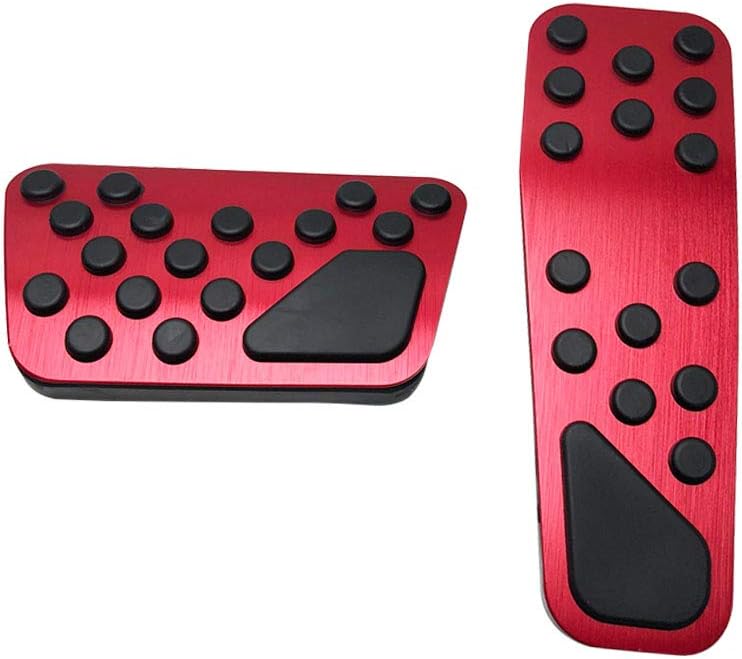BOYUERAnti-Slip No Drilling Aluminum Brake and Gas Accelerator Pedal Pad Cover For 2009-2021 Dodge Challenger Charger Chrysler 300 Foot Pedal Pads Kit 2PCS (RED)