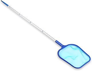 yeacher Rede de limpeza de piscina com poste telescópico ajustável Rede de limpeza de piscina Ancinho de folhas Rede de rede de resgate de piscina Ferramenta de limpeza rápida para fonte de piscina