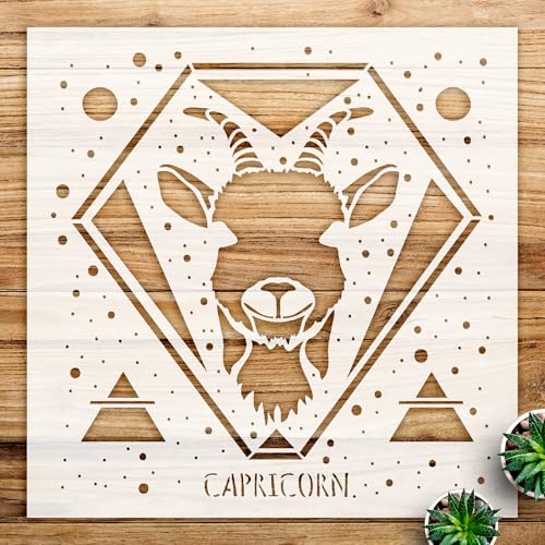 Capricorn Astrological Stencil for Walls and Crafts, Reusable Mylar Template, Celestial Design for Bedroom and Home Decor - Size A1 (23.4