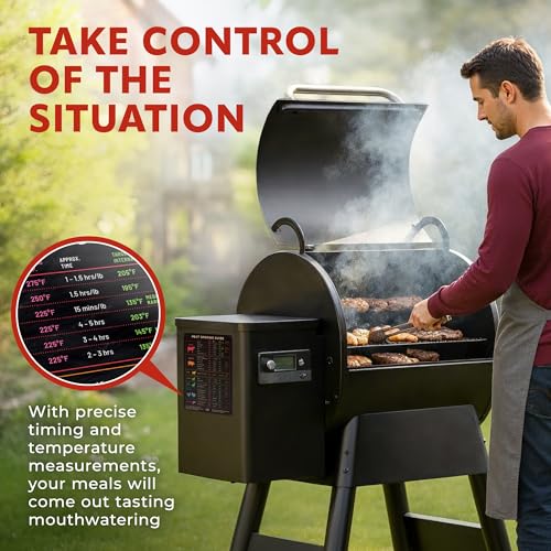Levain & Co Meat Temperature Magnet & BBQ Smoker Guide - Smoker & Pellet Grill Accessories - Wood, Time, & Temp - BBQ Accessories - Grilling Gifts for Men