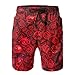 Pantaloncini da surf da uomo con rose rosse con foglie da spiaggia Pantaloncini da surf sportivi da corsa White 2 L
