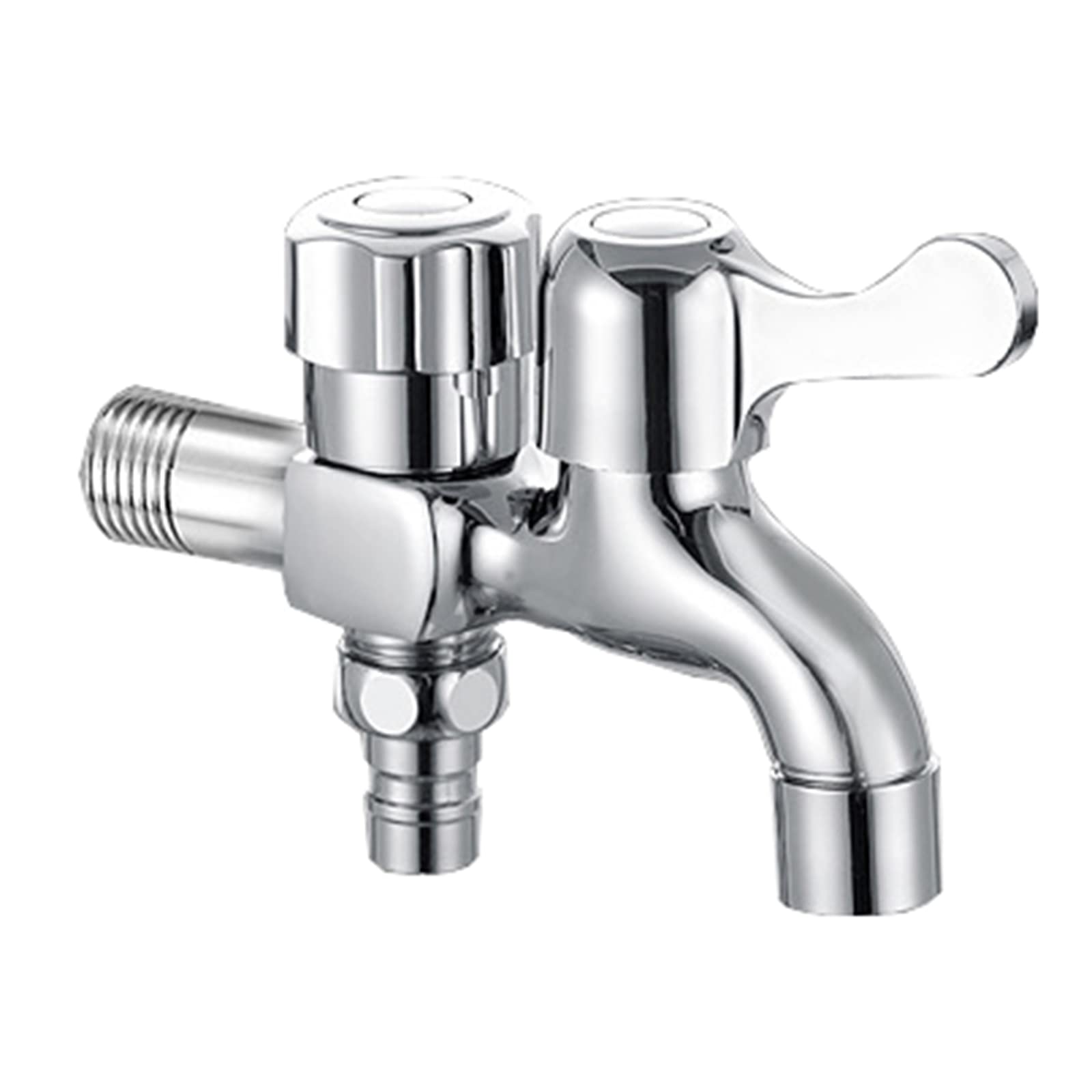 Grifo Exterior Jardin Doble Salida,Grifo Lavadora Largo,latón,Grifo Doble Exterior Jardin,Grifo Lavadora Escuadra,Doble Salida Grifo Agua,Anticorrosión y anticongelante