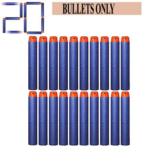 Funbee Bullets for Toy Guns Set of 20Pcs - Plastic Foam Toy Bullet Dart Bullets for Nerf N-Strike Elite Guns Pack of 1