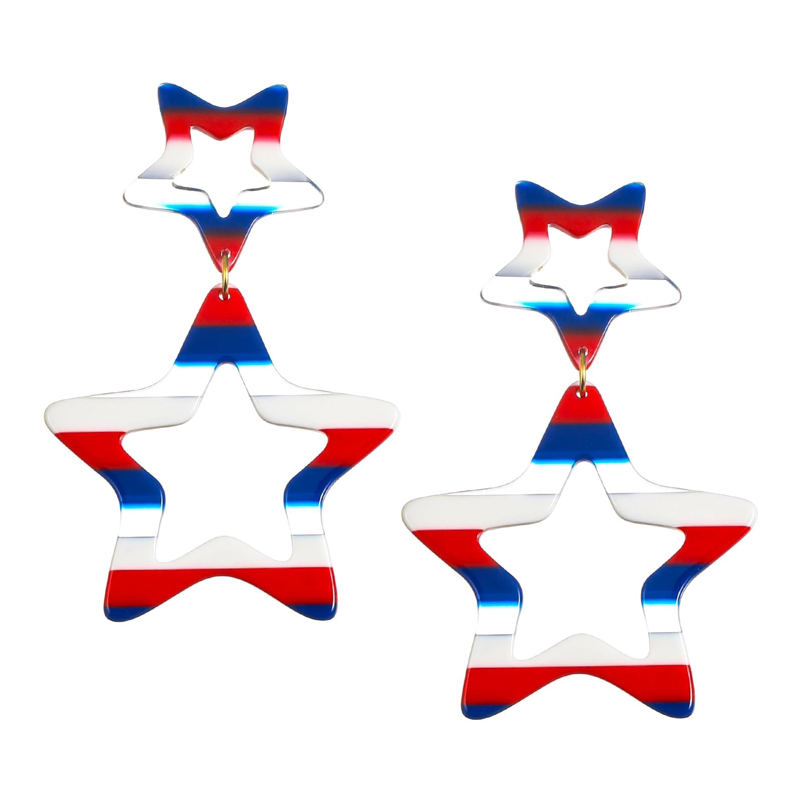 Madison Tyler Americana Collection Jewelry | Red White Blue Star Stud Dangle Earring | 4th of July Americana Flag Earrings | Independence Day