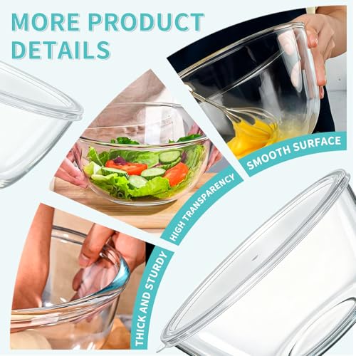 Tazón Grande de Vidrio KEUYE para Hacer Pan con Tapa 4.7 Qt miniatura 4
