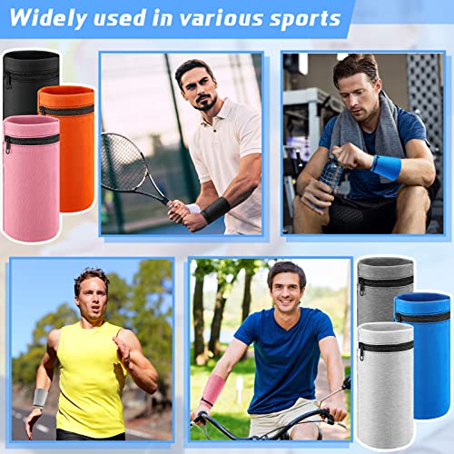 Image of Deekin 6 Pieces Zipper Wrist Pouch Wallet Travel Pocket Purse Wrist for Women Wallet Band for Men Card Key Running Walking Hiking Basketball, 6 Colors