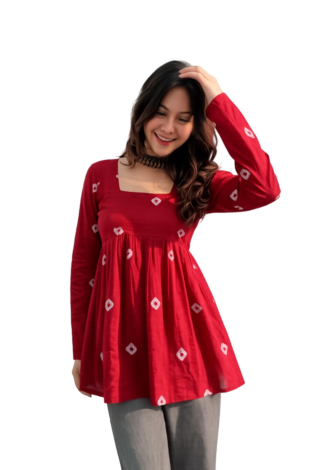Women's Rayon Printed Peplum Top | Square Neck | Full Sleeves | Flared Babydoll Tunic Top for Women & Girls | Casual Ethnic-picture-51