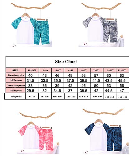 Toddler Boys Summer Clothing Sets 2 Pcs Sports Short Sleeve Camouflage Tops+Shorts Athletic Quick-Dry Navy 2-3 Years - Image 7