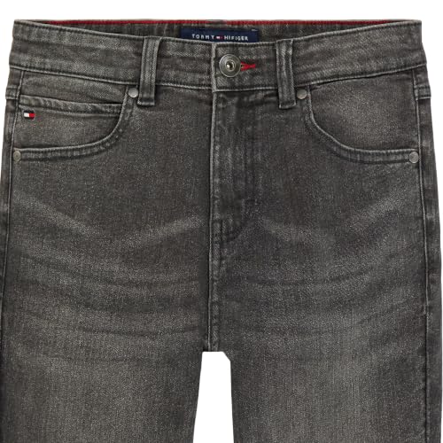 Image of Tommy Hilfiger Boys' 5-Pocket Stretch Slim Straight Leg Denim Jean, Zipper Fly & Button Closure