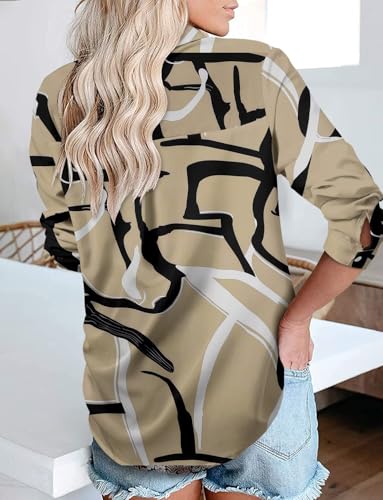 Image of Magritta Women's Shirts Fashion Casual Loose Fit Long Sleeve Button Down Lightweight Collared Blouse Tops