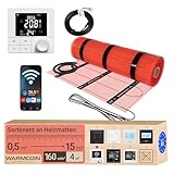 Warmcoin Elektrische Fußbodenheizung Paket 160 W/m² – Fliesen, Laminat & Vinyl – 4,0 m² – W40 WLAN-Thermostat mit komfortabler Temperatursteuerung – Smart Home