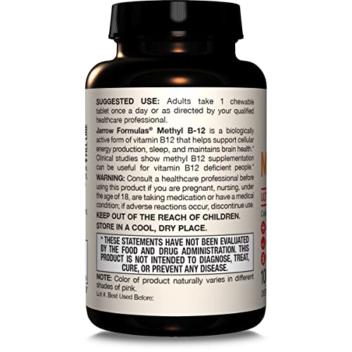 Jarrow Formulas Methyl Vitamin B12 2500 mcg, 100 Chewable Tablets, Tropical Flavored- Bioactive B12 Vitamin - Supports Cellular Energy Production, Brain Health & Metabolism - 100 Servings (Pack of 2) - image 8