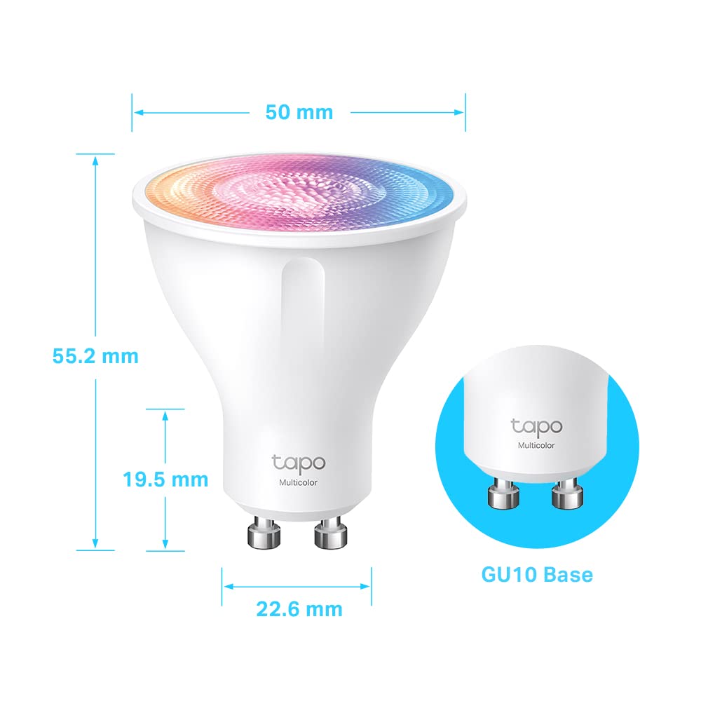 Tapo L630(4-Pack) smarte WLAN Glühbirne GU10, Energie sparen, 3,7 W Entspricht 50W, dimmbare Lampe, kompatibel mit Alexa,Google Assistant, Mehrfarbrige