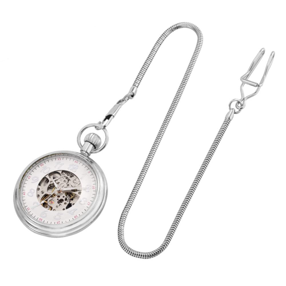 Open Face Arabische Ziffern Zeigen mechanische selbstwindende Taschenuhr Silber/Gold-Skelett-Zifferblatt antike automatische Männer Watch Watch Decoration