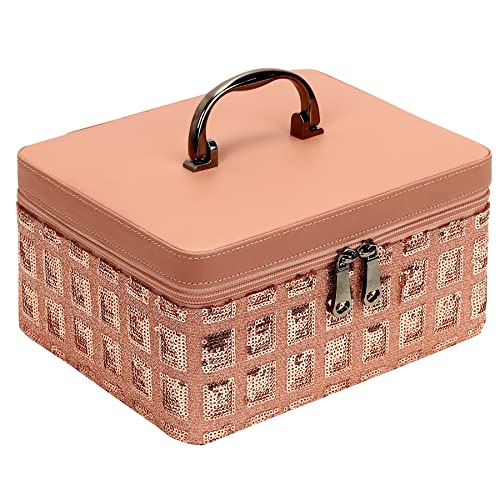 FADAK Faux Leather and Professional tikli Vanity Box Lipstick Powder and Brush jewelery Makeup Storage & Multi Functional Cosmetic Box Makeup Hand Box for Travel & Home