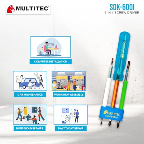 Image of MULTITEC SDK-600i Insulated Screwdriver Kits | Electrician Tool Set with Multibit Drivers | Heavy-Duty Electrical Maintenance Toolkit