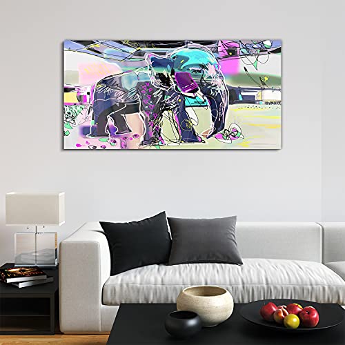 Tableau acrylique éléphant d'Inde 120x60cm à l'effet de verre brillant haut de gamme - 3
