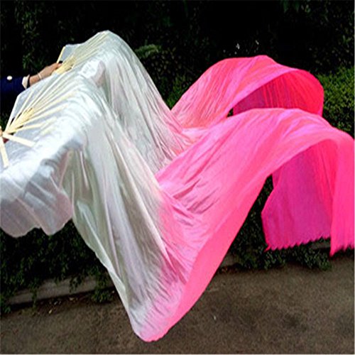 xiangshang shangmao Une Paire 1.5m / 1.8m Belly Danse Bambou Fan de Danse Fan carré Danse Fan de Danse White-Pink-Rose 1.5m