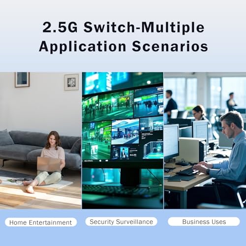 Image of 6 Port Unmanaged 2.5G PoE Switch with 4 x 2.5G PoE+ Ports @75W, 2 x 10G SFP+, IEEE802.3af /at Compliant, Ports Speed Auto-Negotiation, One-Key VLAN, Plug & Play, Fanless Metal Design