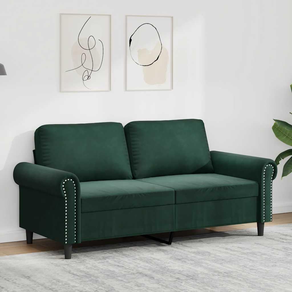 Générique Divano a 2 posti in velluto verde scuro 140 cm, divano moderno con struttura in metallo resistente, seduta comoda imbottita per soggiorno