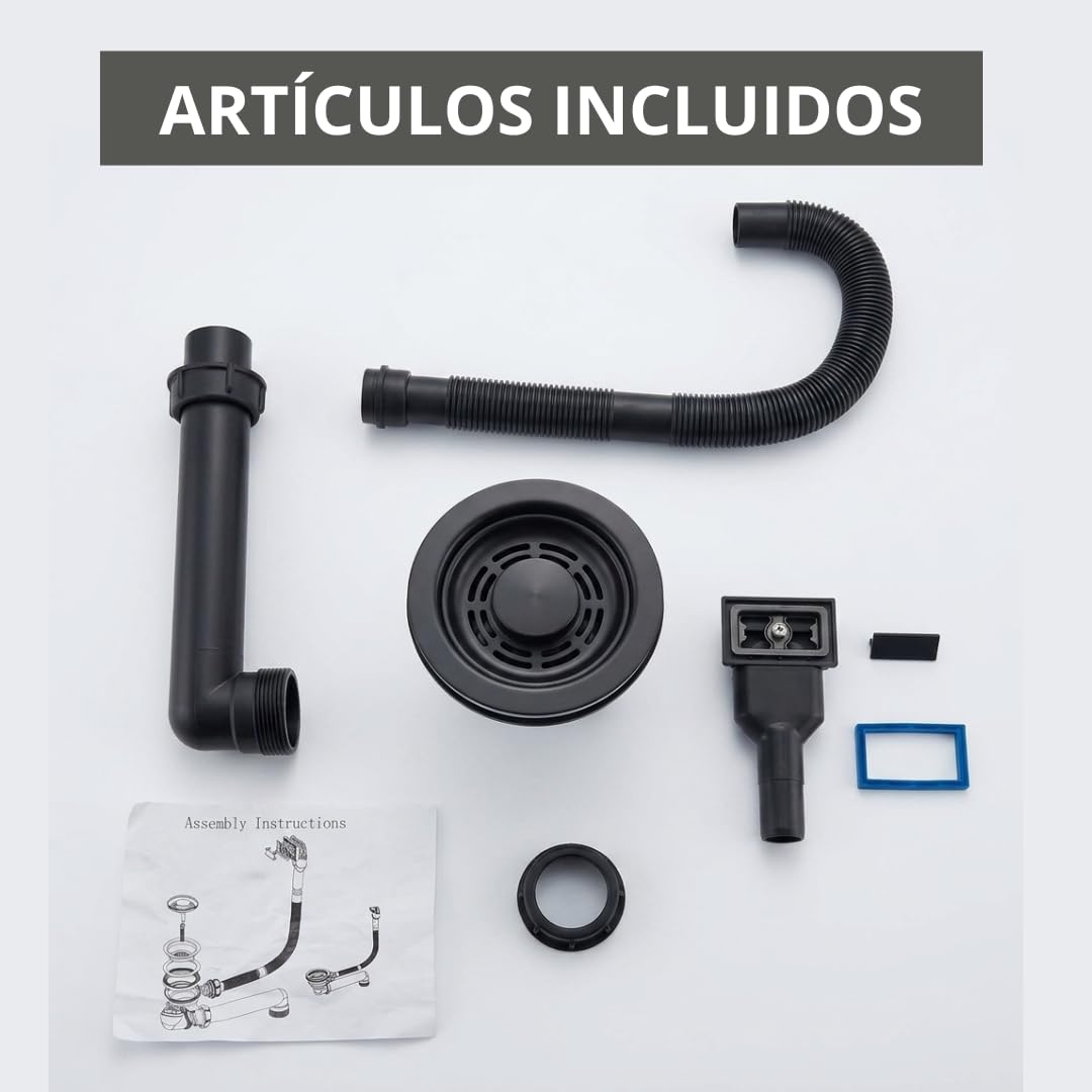 AZERODESIGN-Fregadero-Fregadero cocina-Fregadero cocina 1 seno-Fregaderos modernos para cocina-Fregadero sobre encimera-Fregadero bajo encimera-Fregaderos modernos (NEGRO MATE, 440 X 440 MM)