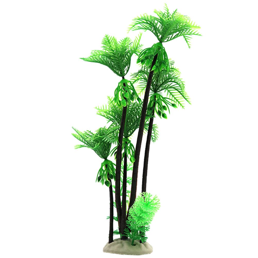 Angoily 1 pieza grande de palma de coco artificial para acuario, decoración de plantas de acuario, mini palmera artificial, plantas acuáticas, plantas artificiales en miniatura, palma de coco falsa,