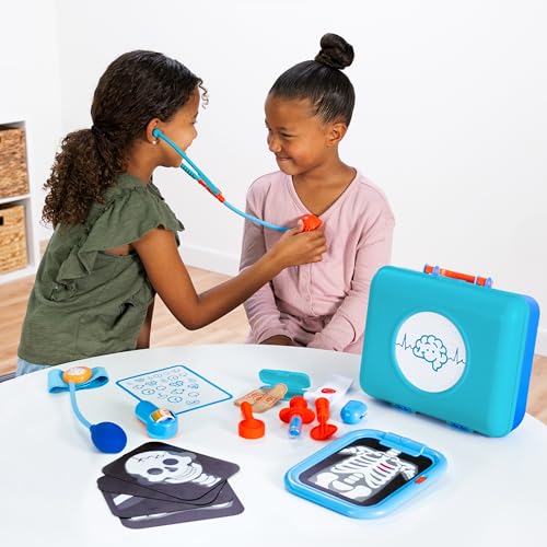 Image of Fat Brain Toys Pretendables Doctor Playset, Pretend Play Toys, Kids Doctor Play Set with Storage for Ages 3+ | Built-in storage. Stethoscope with heartbeat sounds. Light-up X-ray panel. Imaginative play, role-play. Kids, ages 3 and up.