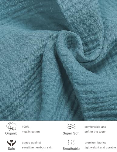 Image of Blue Bassinet Mattress Sheets Boy, Muslin Bassinet Sheet 32 inchx16 inch for Rectangle, Oval, Hourglass Bassinet Mattress, Moses Basket Sheets (46B-06)
